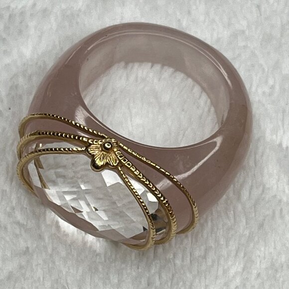 Elizabeth Adams Jewelry - Elizabeth Adams Collectio  Rose Quartz & Gold-Tone Statement  size 10 14Kt Gold